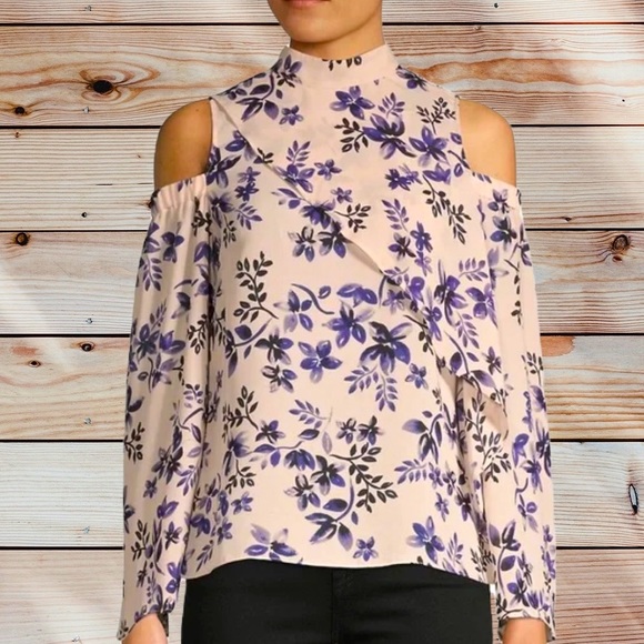 PARKER Cold-shoulder Mockneck Top, Moonlight Fleur - Picture 1 of 6